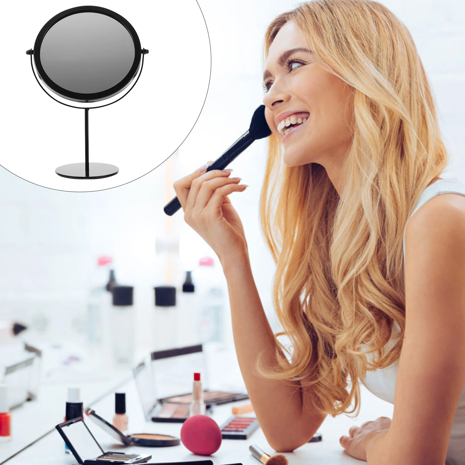 

Rotating Dressing Mirror High Definition Metal Desktop Mirror Makeup Desktop Jewelry Display Tool