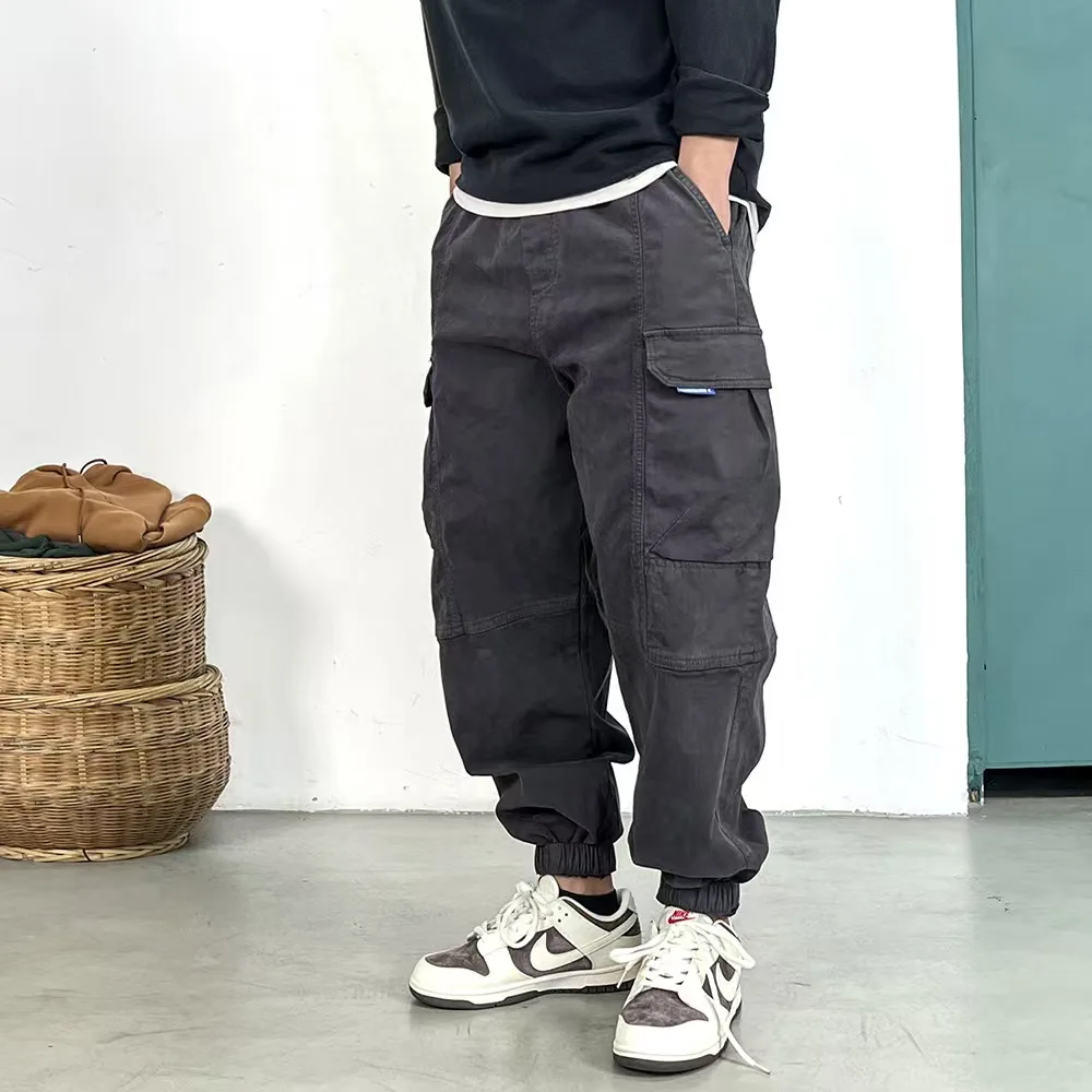 คุณภาพสูงหลวมยุทธวิธี Cargo กางเกงสําหรับชาย Harajuku Casual Joggers เกาหลี Multi-Pocket แฟชั่น Harem กางเกง