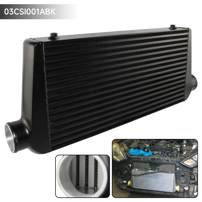 

Universal Aluminum Bar & Plate Turbo Intercooler 600x300x76mm Front Mount 3" In/outlet Engine 700HP High Flow Performance Black