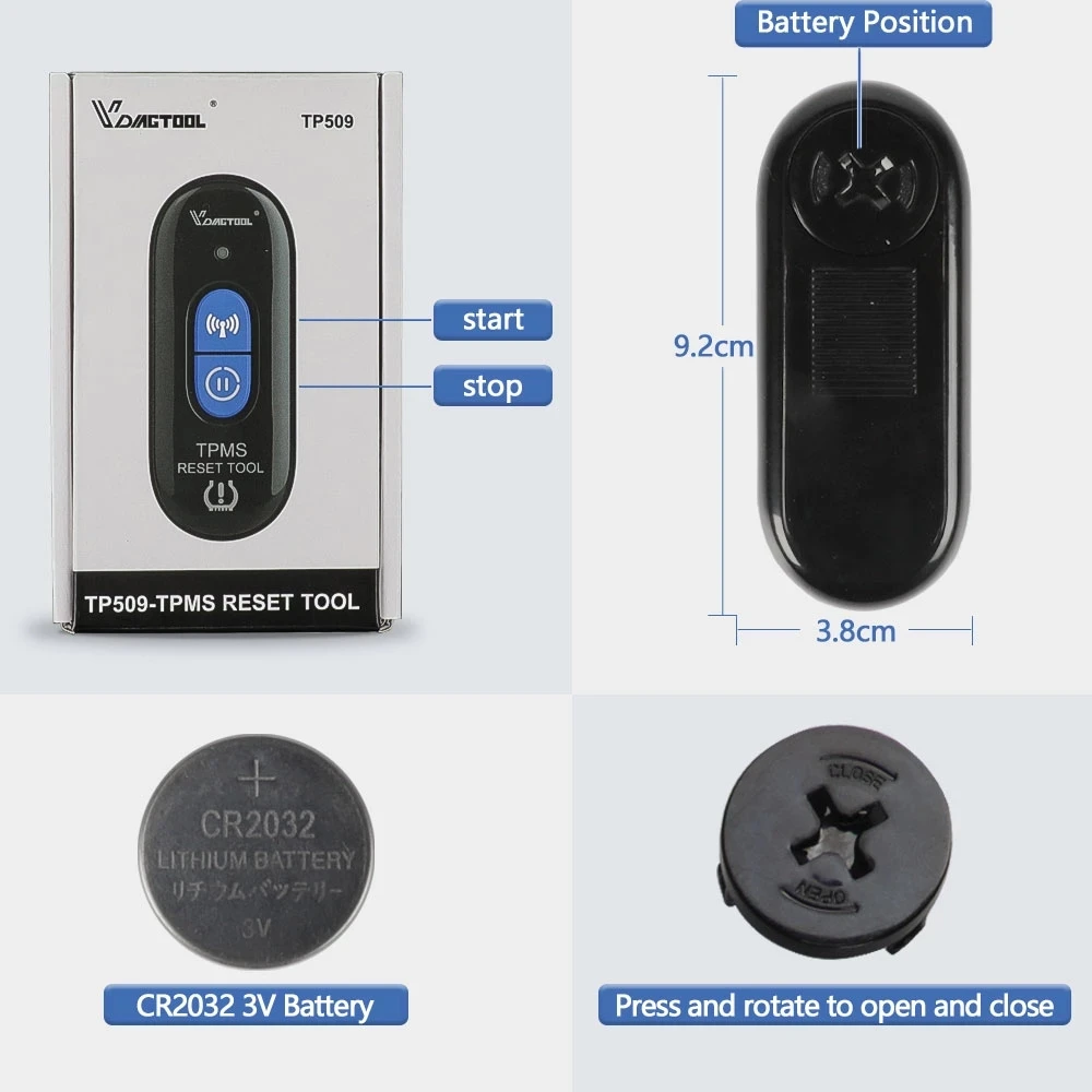 VDIAGTOOL TP509 TPMS Relearn Tool For GM/Opel Series Vehicles 2024 Ver. TPMS Reset Tool For 315 MHz or 433 MHz TPMS Sensor