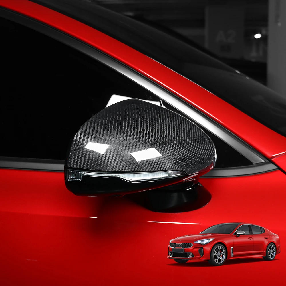 Real Carbon Fiber Rearview Mirror Cover Side Door Mirror Thickening Cap Shell For KIA Stinger 2018-2023