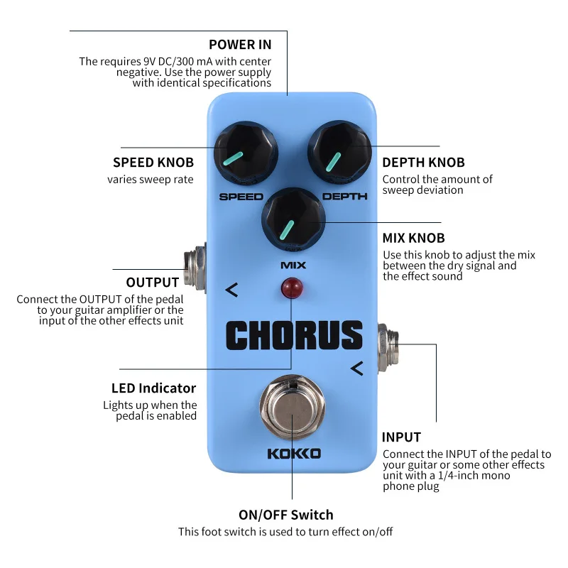 KOKKO FVB2 VIBRATO/FCH2 CHORUS Electric Guitar Effect Pedal Portable Guitar Effector Vibrato Mini Single Electric Guitar Effect