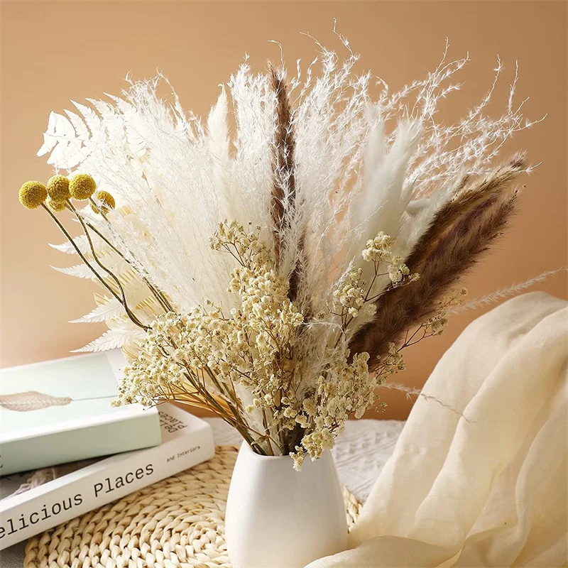 

DIY Natural Dried Little Pampas Grass Gypsophil Flowers Branch Wedding Accessories Flores Secas Bouquet Home Christmas Decor