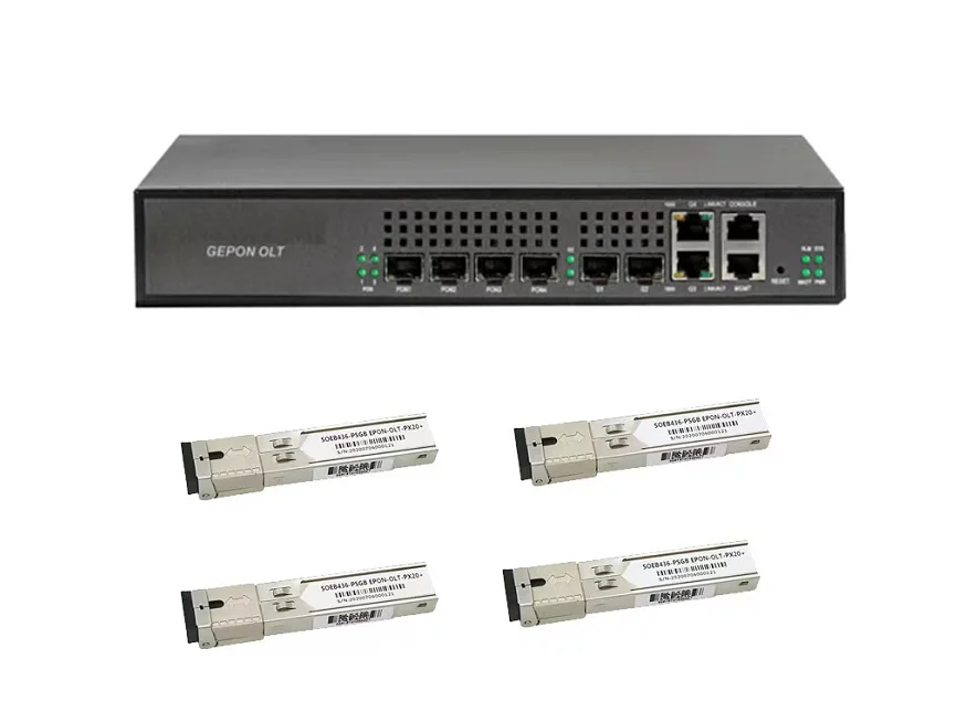 EPON OLT 4 Port mini CATV network management function switching optical fiber cat ONU, AC power supply