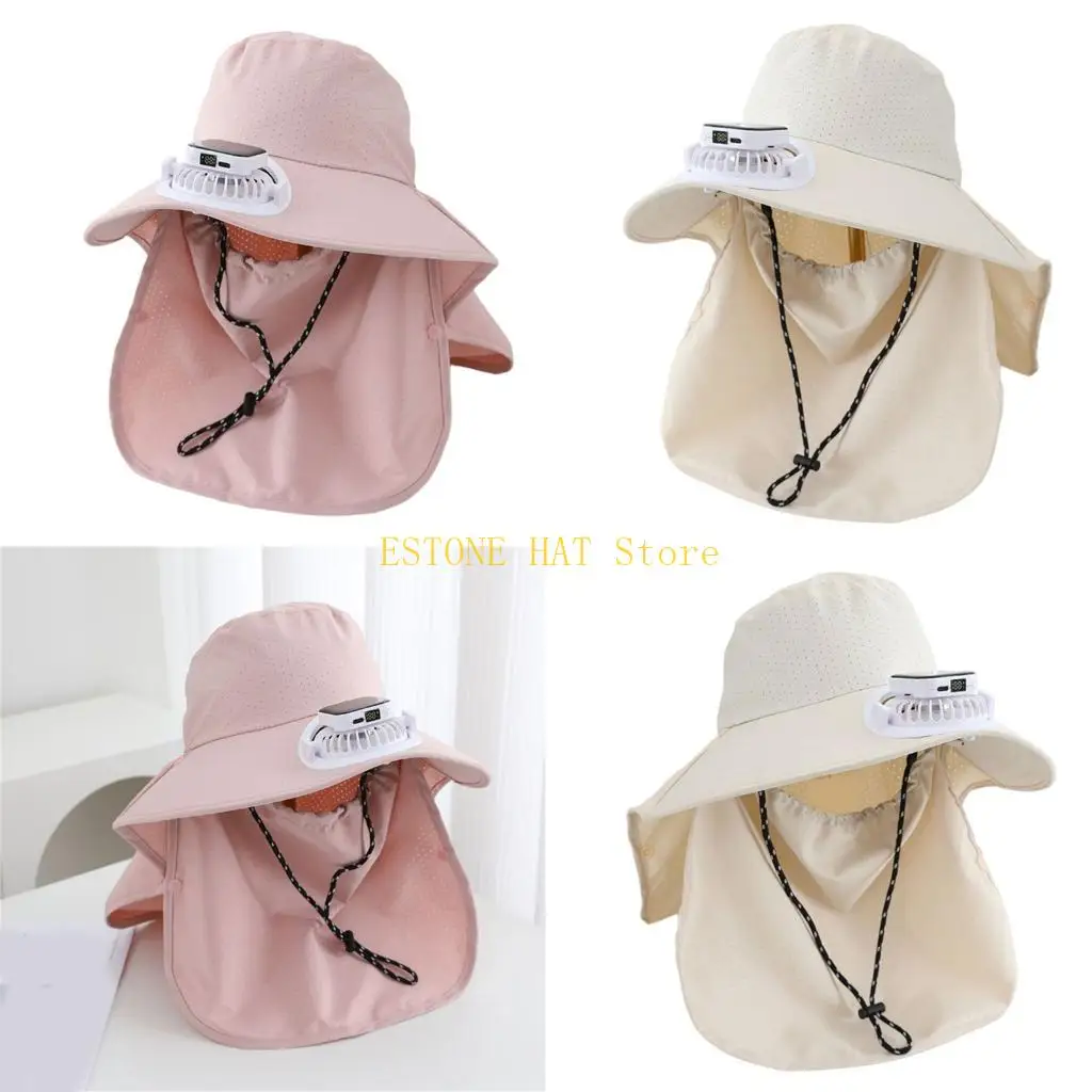 

49MF Breathable Sun Hat with Cooling Fan Solar Panel Technology For Camping Hiking Gardening Beach Sun Protective Headwear