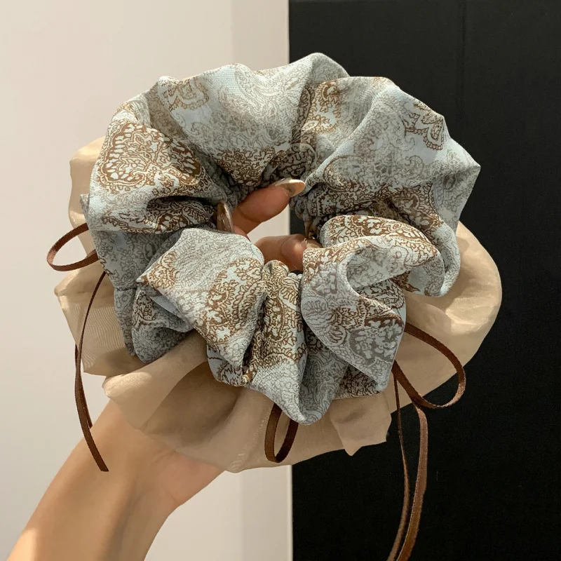 

Style Two-Tone Bowknot Scrunchie Women, High-End Tie, Large Retro Accessory, New Hair Rope