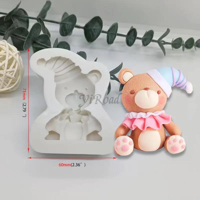 3D Cute Cartoon Bear Silicone Mold, DIY Handmade Soap, Plaster Ice Cube Baking Mold, Birthday Party, Wedding Gift Making