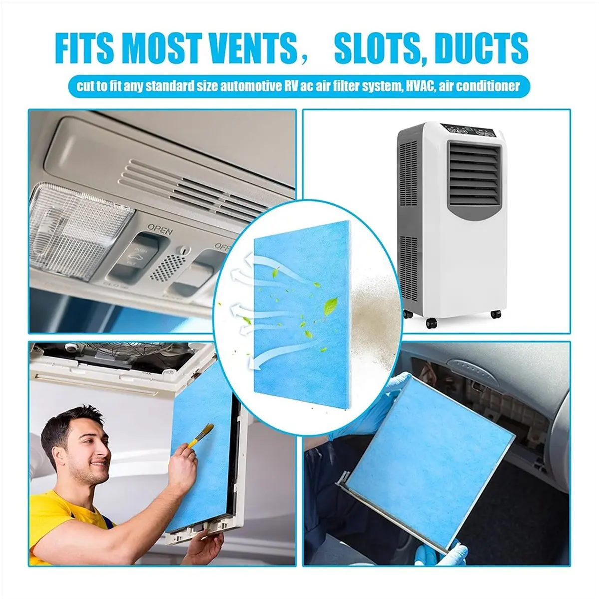 KSOL Merv 8 Reusable Air Vent Filter Cut to Fit Electrostatic Floor Vent Filter Washable Replacement Ac Filter Compatible