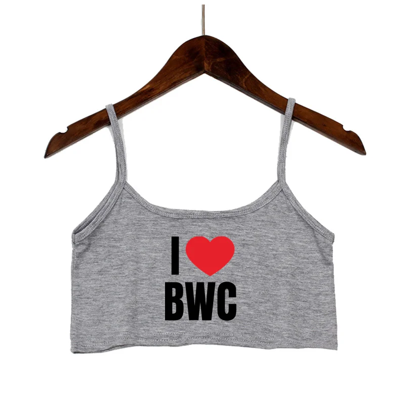 I Heart BWC Sexy Tops for Women Hot Girls Clothes Black Crop Top Seamless Sleeveless Tank Tops Camis Backless Camisole White Top