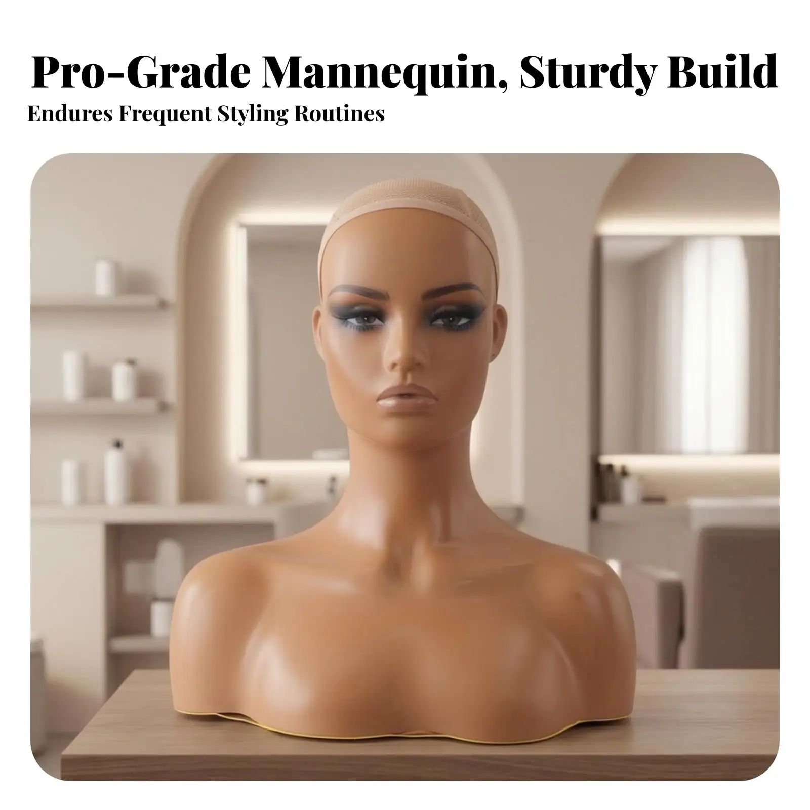 Realistic PVC Mannequin Head with Shoulders for Wig Display Female Styling Bust for Hat Hairpiece Jewelry Showcase Practice