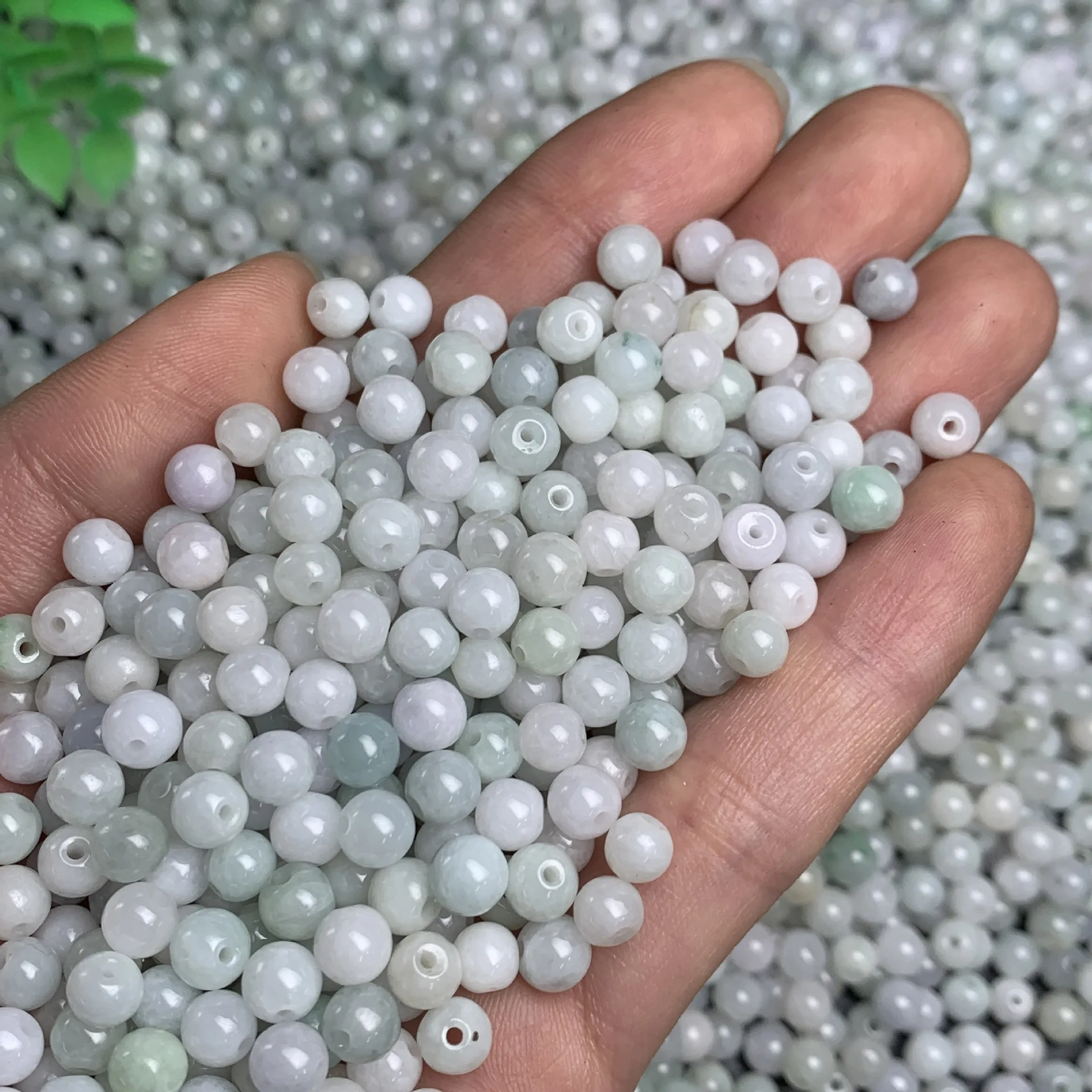 Factory Wholesale 100% Real Natural Myanmar Jadeite Perforated Round Beads Gemstone Loose Gems Diy Material for Jewelry