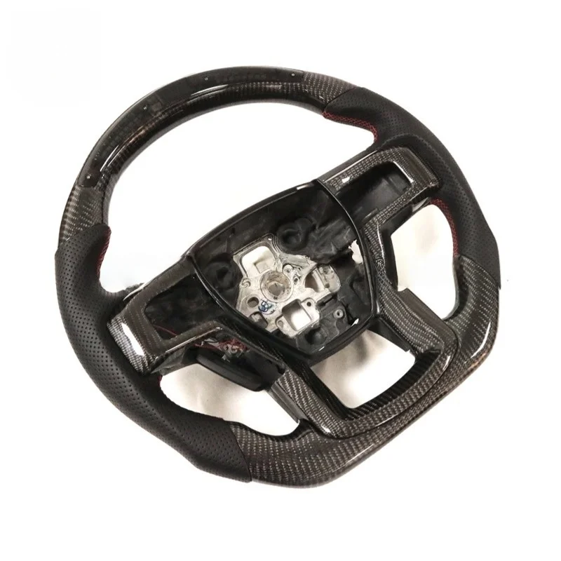 

High Quality Carbon Fiber Steering Wheel for Raptor F150 Ranger Explorer Custom Texture Flat Bottom Paddle Anti-Slip Grip