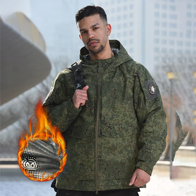 Men's Heat Reflective Tactical Cotton Jacket Outdoor Camouflage Warm Windbreakers Army Battlefield Assault Hunting Coat Winter