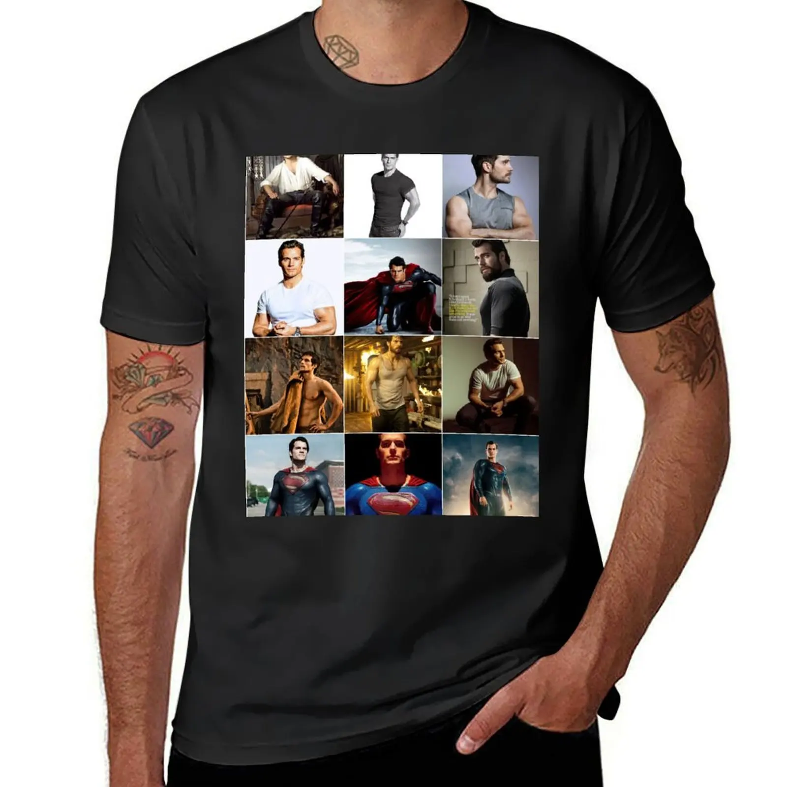 

Henry Cavill Flexing - Photo Collage Art T-Shirt cute clothes Aesthetic clothing Short sleeve tee men