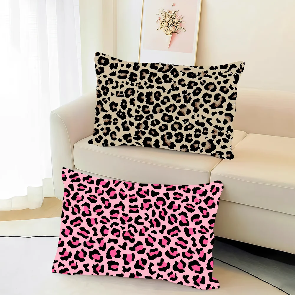 Fashion Leopard Print Cushion Cover Rectangle Pillow Cover Home Sofa Living Room Office Coffee Shop PillowCover