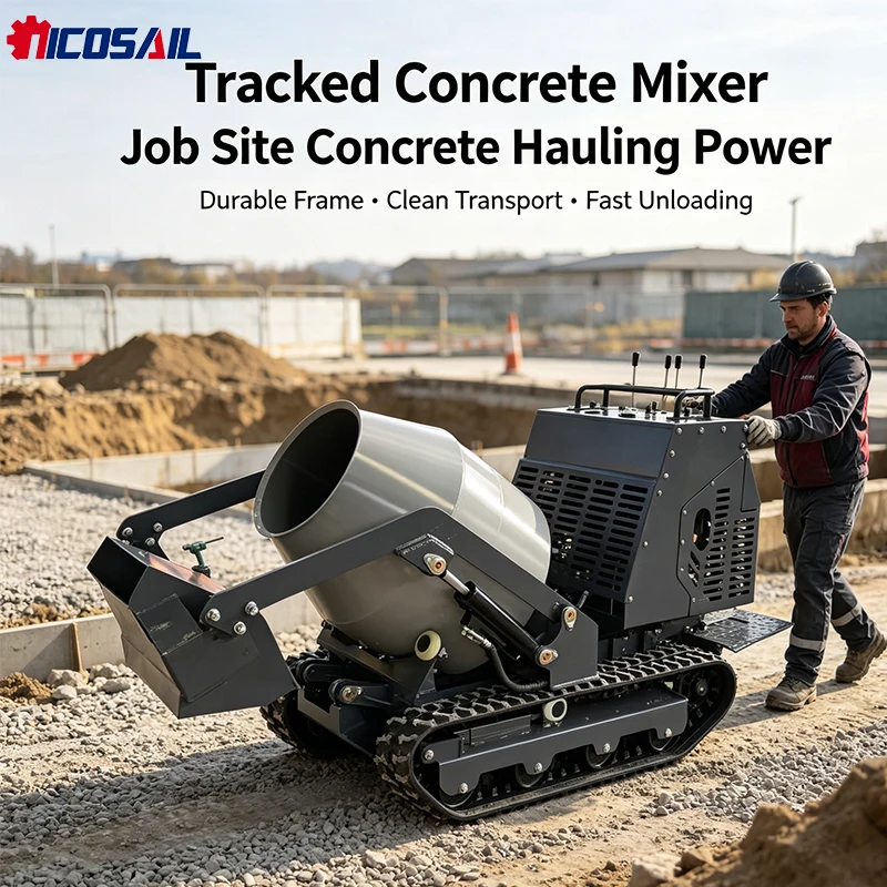 Mini-dumper compact sur chenilles en caoutchouc 500 kg-1 tonne, benne basculante hydraulique pour travaux de rénovation de béton, de jardinage et agricoles