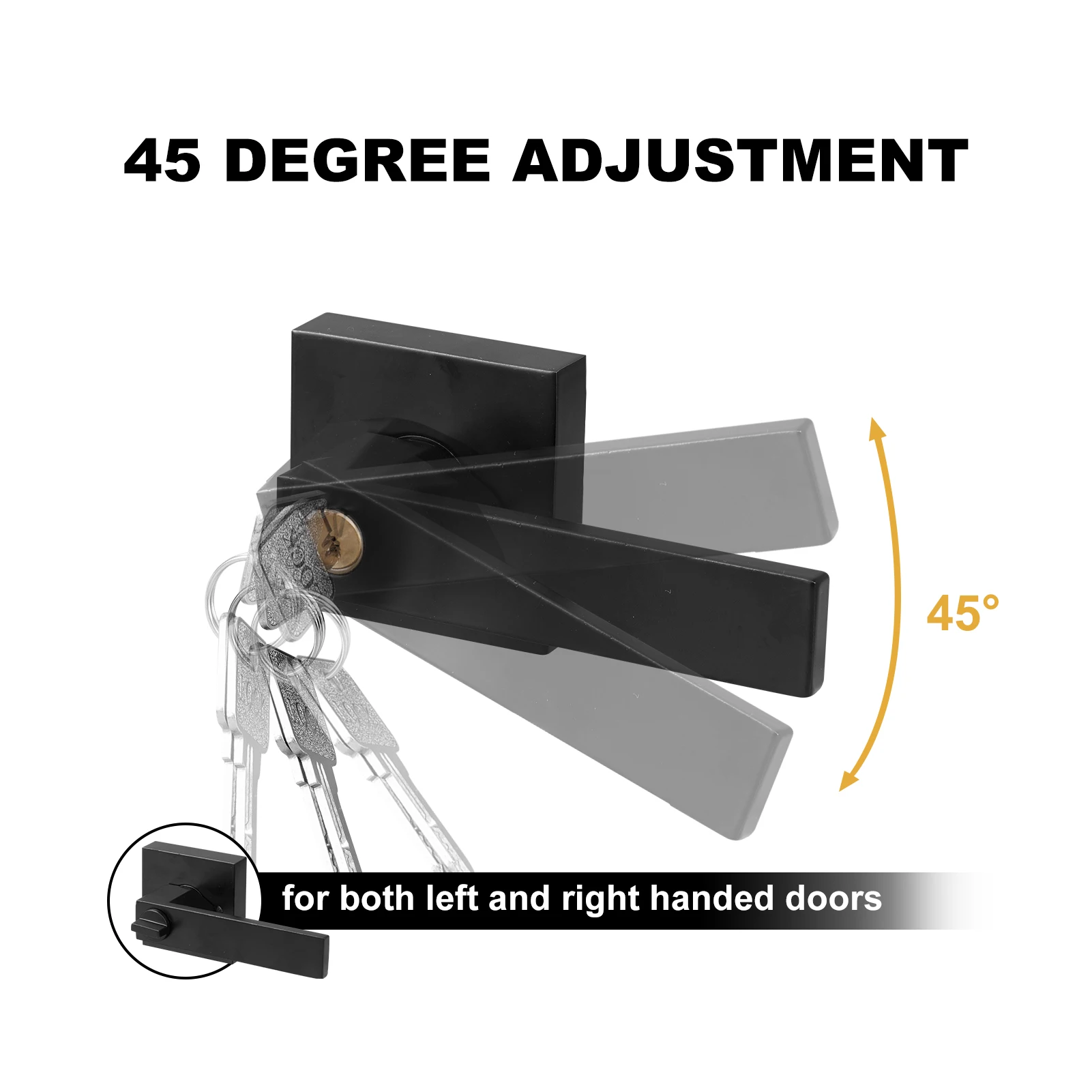 15 ชิ้น Matte สีดําประตู LEVER Handleset,Heavy Duty REVERSIBLE ฮาร์ดแวร์แผ่นสแควร์สําหรับบ้านตู้เสื้อผ้าประตูห้องน้ํา