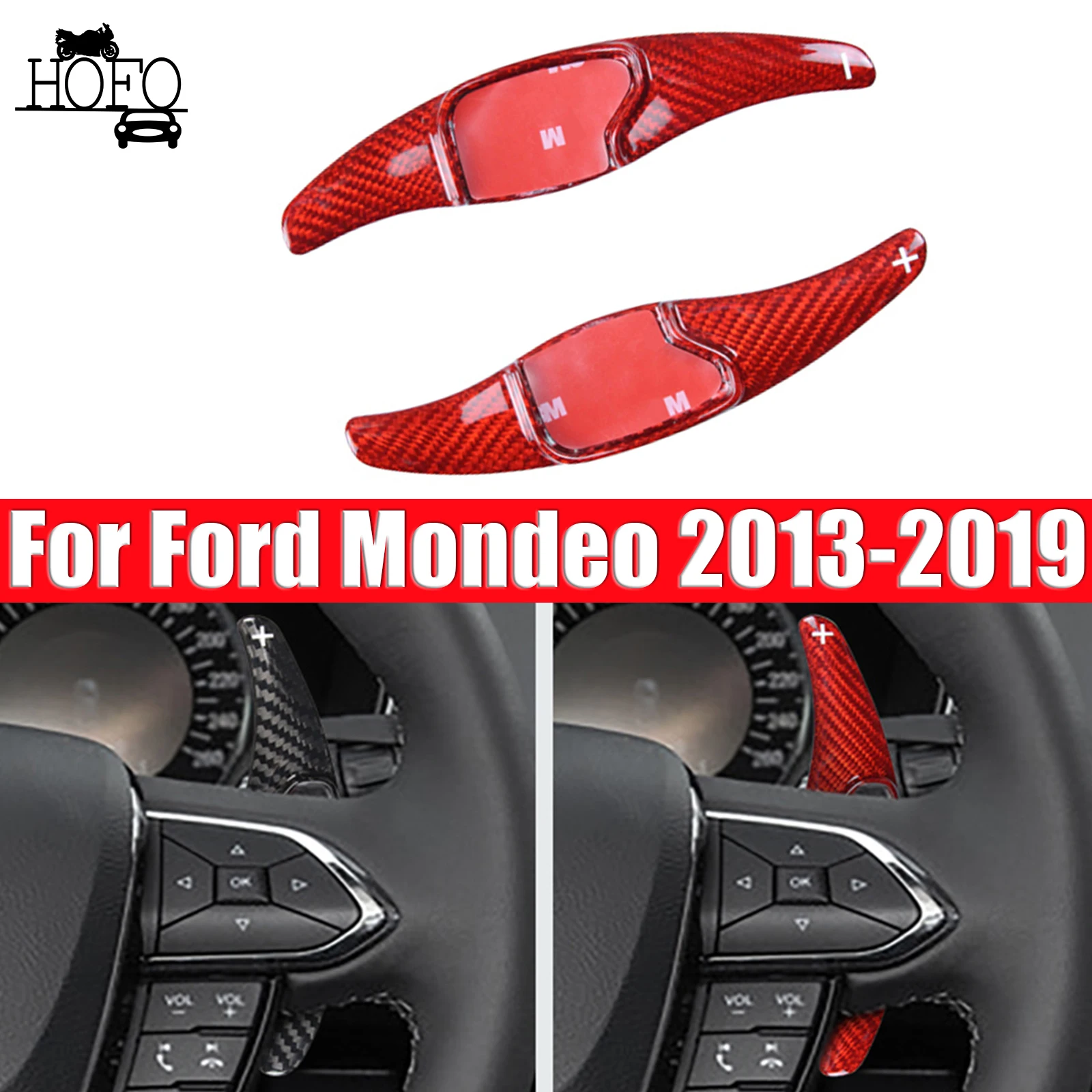 

For Ford Mondeo 2013-2019 Taurus 2015-2019 Accessories Interior Trim Steering Wheel Paddle Shift Extension Cover Real Carbon