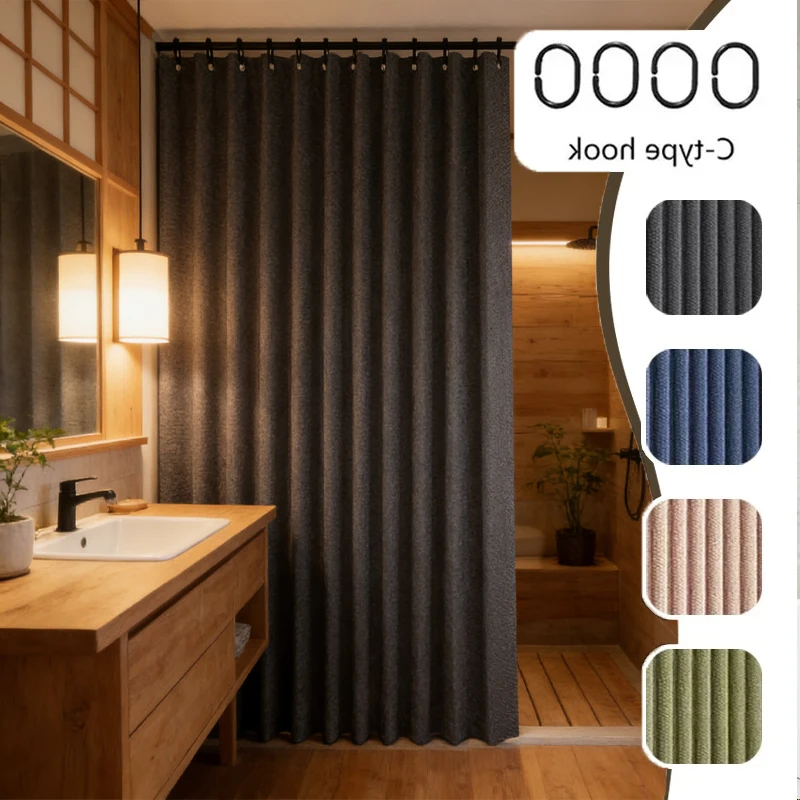 

1PC Folding Waterproof Shower Curtains Easy To Install Without Punching Holes for Bathroom Shower Curtain and Partition Curtain