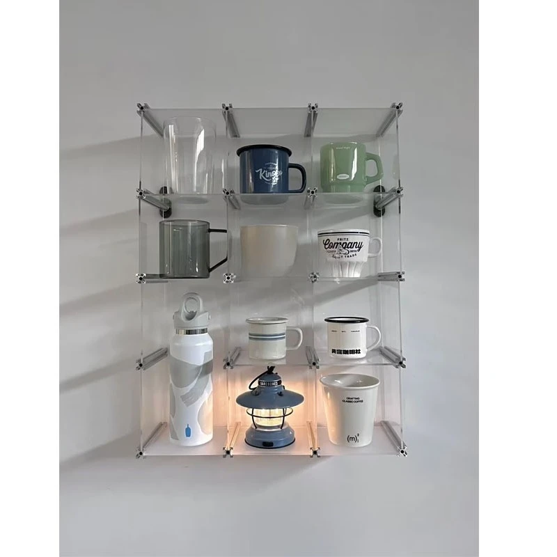 Dormitory coffee table tea set storage rack desktop cup acrylic box dustproof