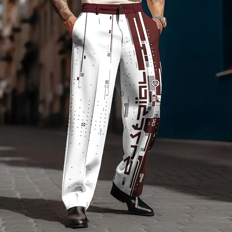 

2025 Super Large New Men's Bohemian Printed Wide Leg Pants 3D Printed Loose Casual Beach Pants