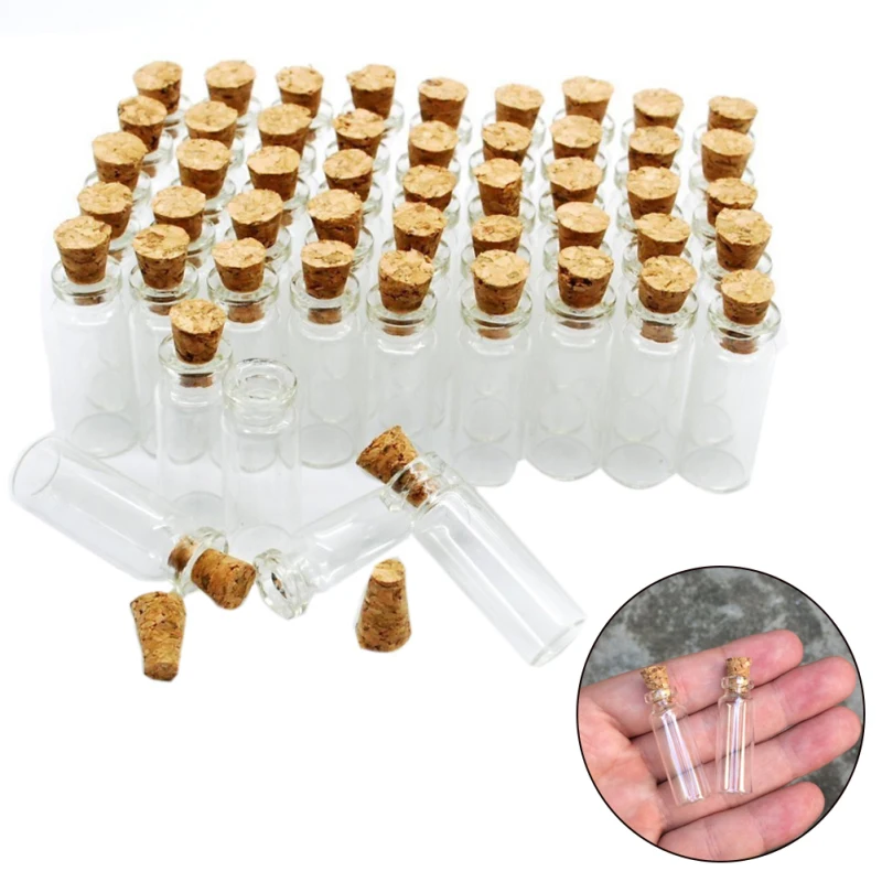 10PCS Mini Glass Bottles With Cork Stopper Clear Drifting Bottles Christmas Small Wishing Bottles For Wedding Birthday Party ﻿