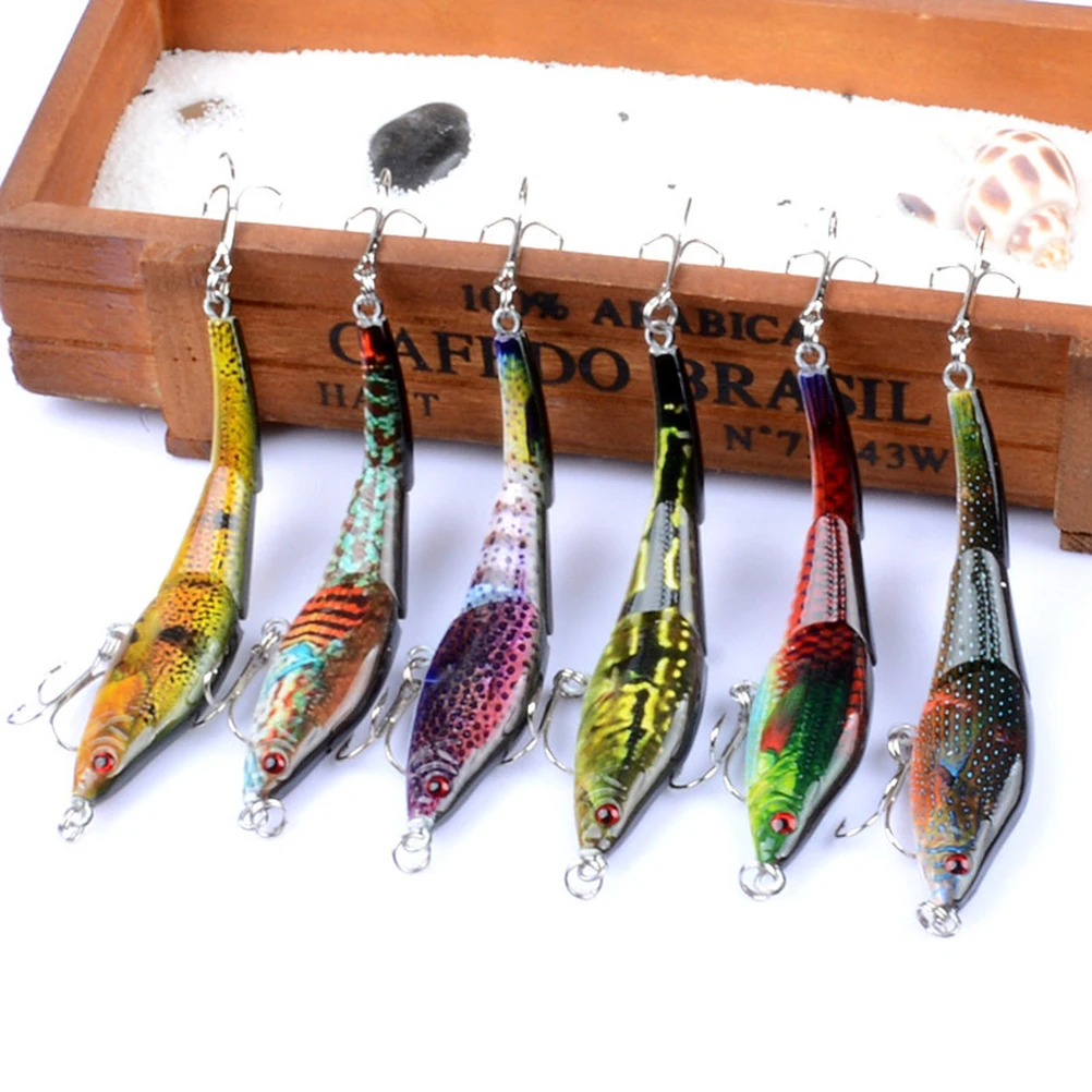 

6 Pcs Fishing Lures Assorted Colors Lifelike Fish Lures Fishing Bait Bass Grass Bed Baits
