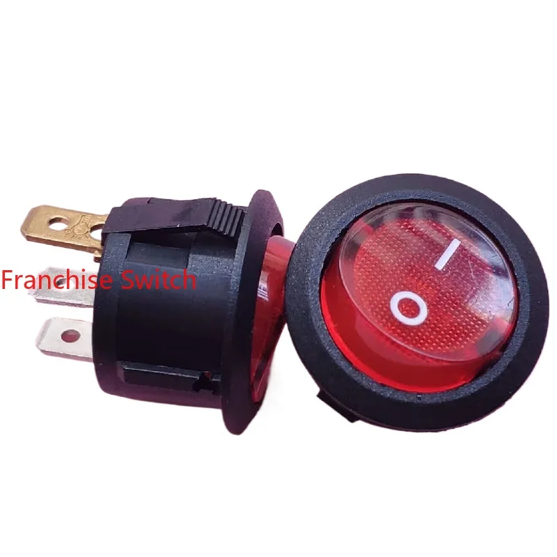 10PCS High current 15A round boat switch 3 feet 2 gears with red light 20mm button TH1 