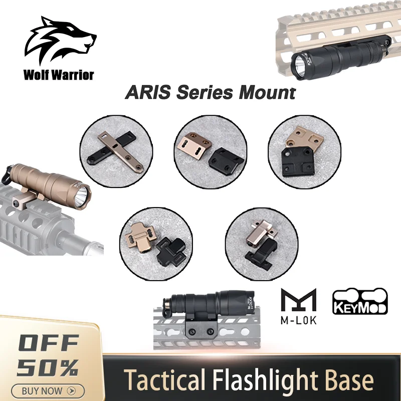 

Airsoft ARIS Series Tactical Mount Offset Metal Surefir M300 M600 Flashlight Base Fit 20mm Rail MLOK KEYMOD Hunting Scout Light