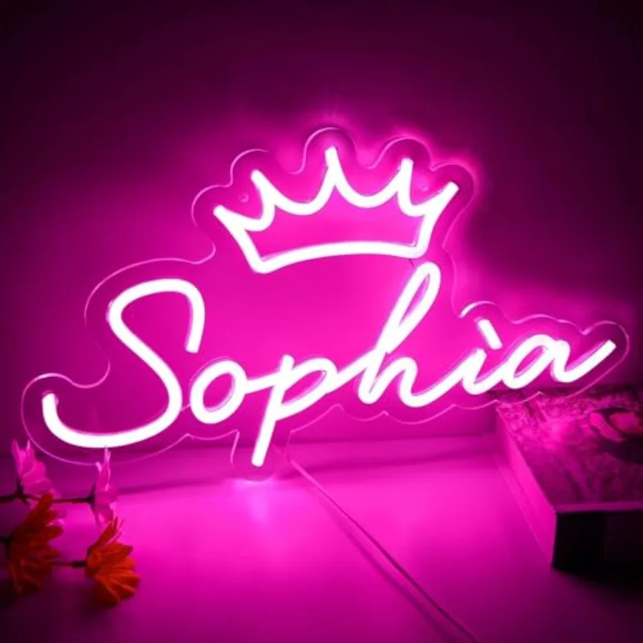 Large Name Neon Sign for Wall Decor, LED Name Neon Light for Bedroom, Birthday Party Decor, Neon Sign Customizable for Girl, Bi