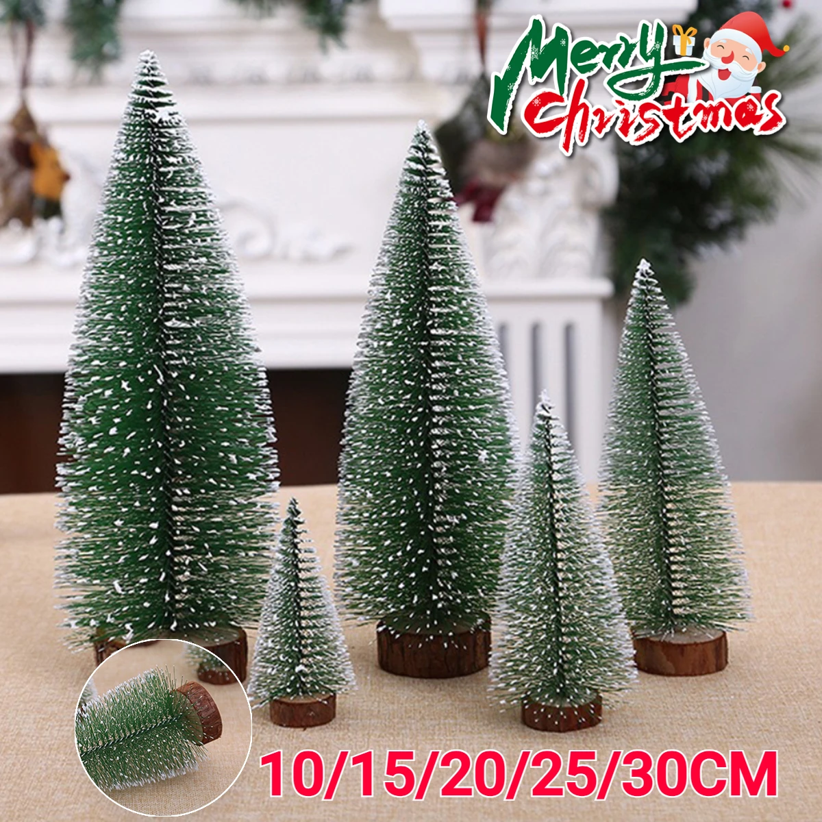 10-30CM Mini Christmas Trees with Wooden Base White Cedar Xams Trees Ornaments Desktop Crafting DIY Decoration Christmas Gift