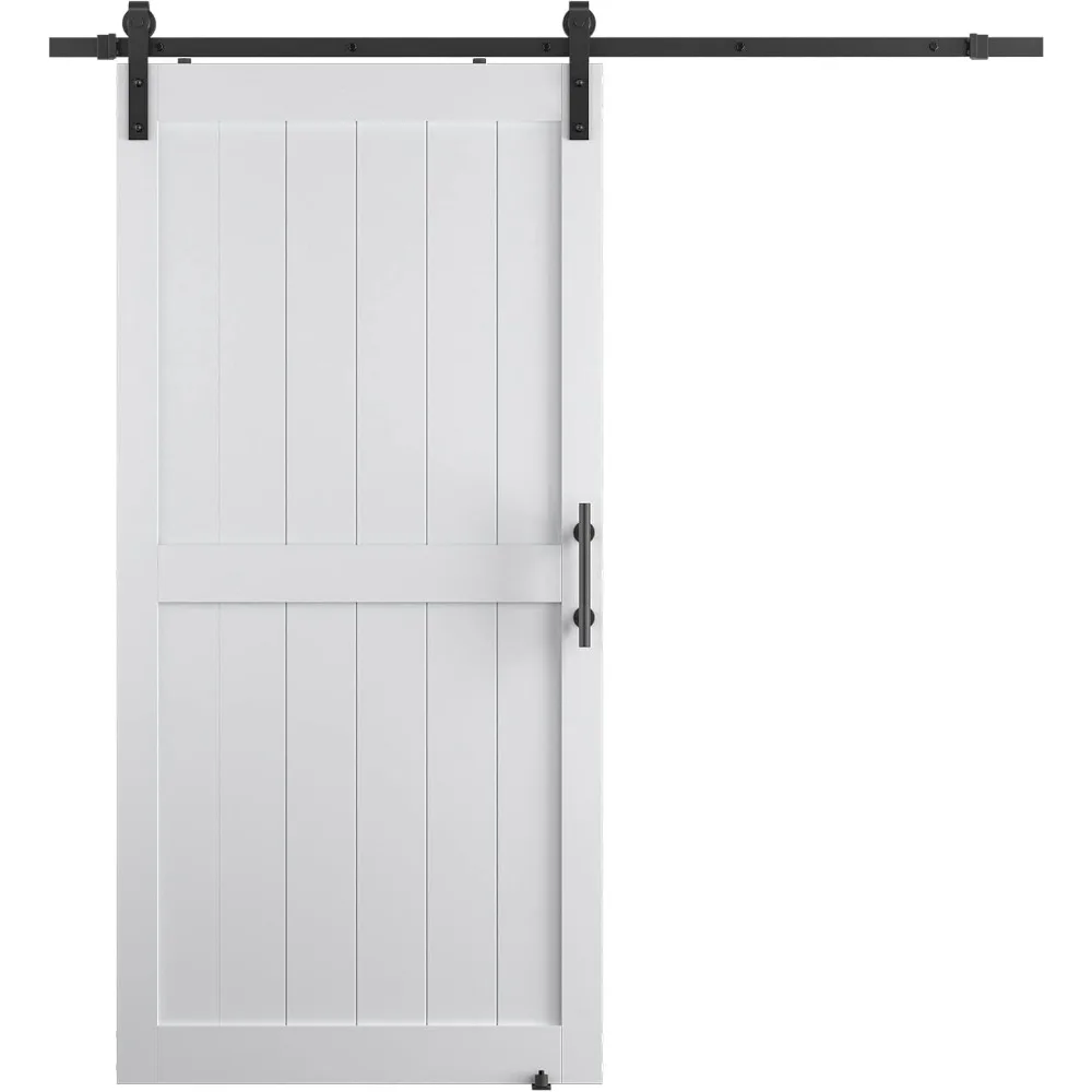 Sliding Barn Door with 7 Ft Barn Door Hardware Kit Handle& Floor Guides,Holes Easy Assembly  prefab house  prefab house