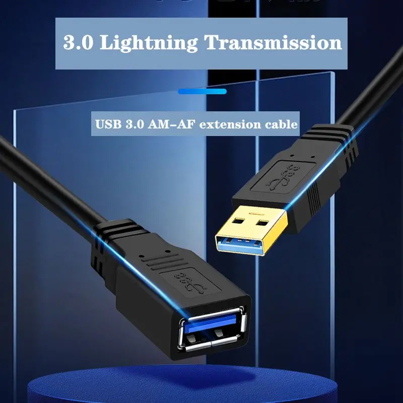 USB 3.0 A Male to Female Data Cable, High-Speed Mobile Phone Computer Charging Wireless Network Card Printer Extension Cable