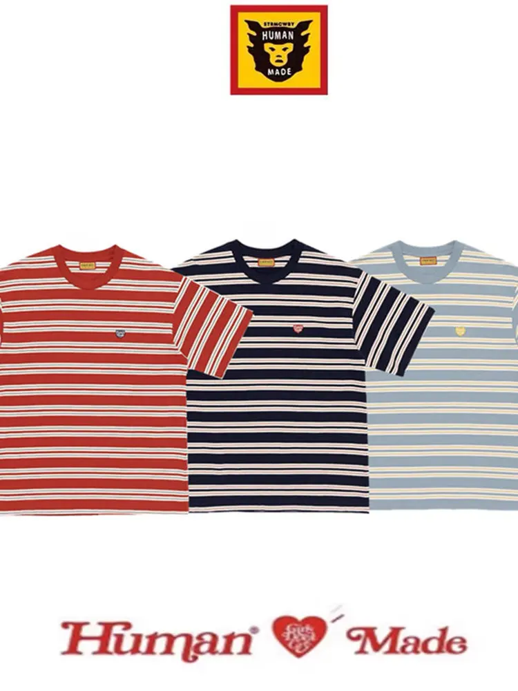 Human Made SS26 Heart Long Sleeve Tee, Striped Casual Top for Men Women