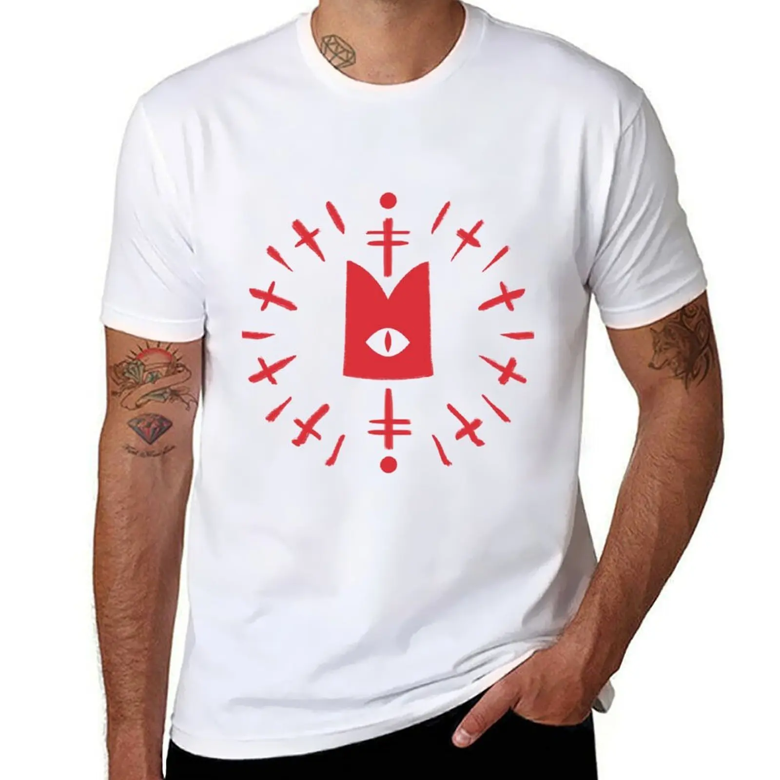 Camiseta Cult of the Lamb Red Crown Icon para homem 100% algodão camiseta essencial