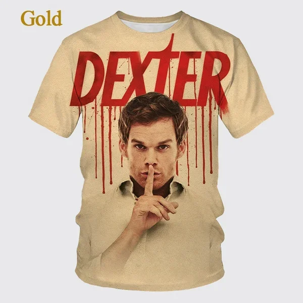 Summer Dexter 3D Printing Men's Short-sleeved T-shirt Top New Personality Hip-hop Fashion Unisex Casual Round Neck T-shirt