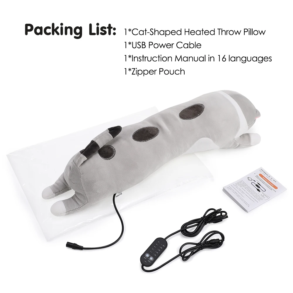 USB Charging Electric Heating Pad Period Heated Plush Cute Soft Cat Office Nap Pillow Lovely Cat Heating Pad For Gril Gift