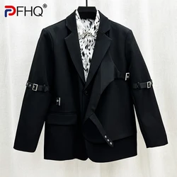 PFHQ Patchwork Straps Men's Korean Version Suit Jackets Trendy Handsome New Delicacy Advanced Comfortable Blazers Autumn 21Z4109