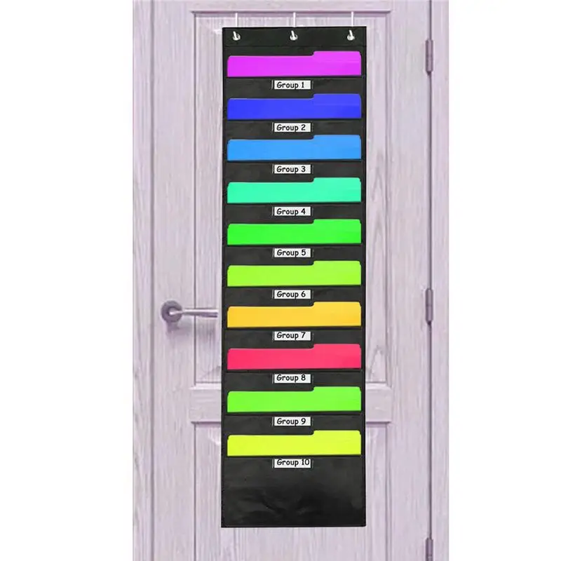 Wall Mounted File Organizer Hanging Folder Organizer With 10 Pockets Organizers With Blank Labels For Office Home Paper Document