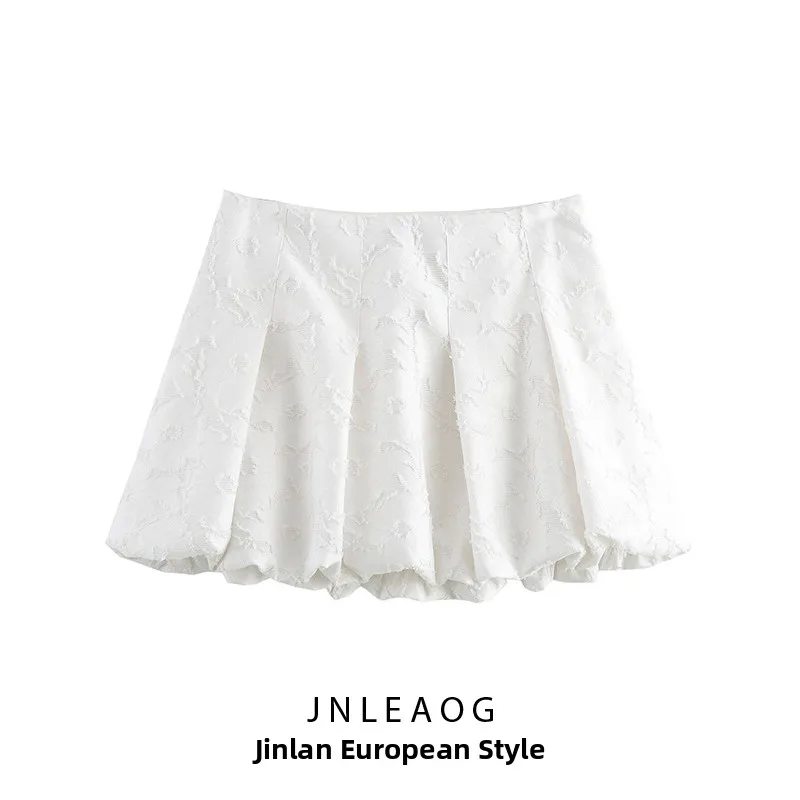 

JNLEAOG Осенняя Новая Женская Юбка-Фонарь: Модный Дизайн, Универсальная, во Французском Стиле, из Полиэстера, А-силуэт, Свободный Крой