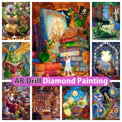 Randal Spangler 5D DIY AB Diamond Painting Embroidery Cartoon Dragon Full Drill Cross Stitch Rhinestone Picture Children's Gift