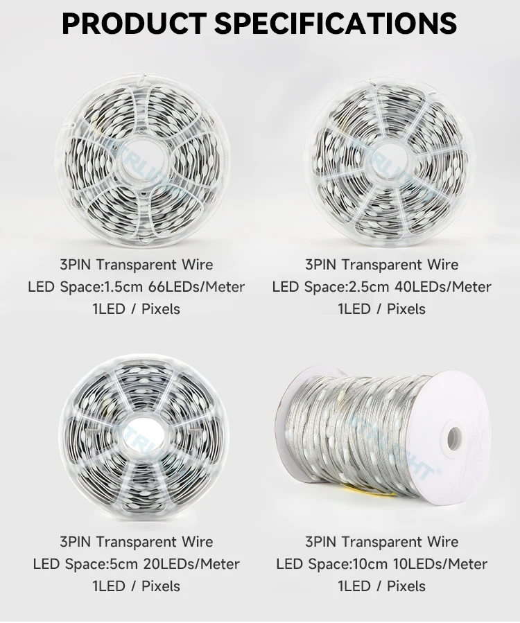 Transparent Wire 5V 3PIN WS2811 LED String Lights Dream Color Accessories RGBIC Addressable Seed Pixel Pebble Decorative Lights