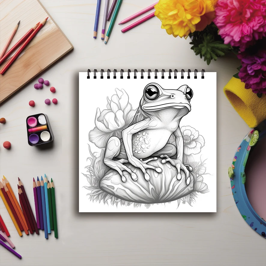 큰 눈 개구리 색칠하기 책-8.27x8.27 인치, 32 페이지 색칠하기 책-가족 또는 친구를 위한 이상적인 선물