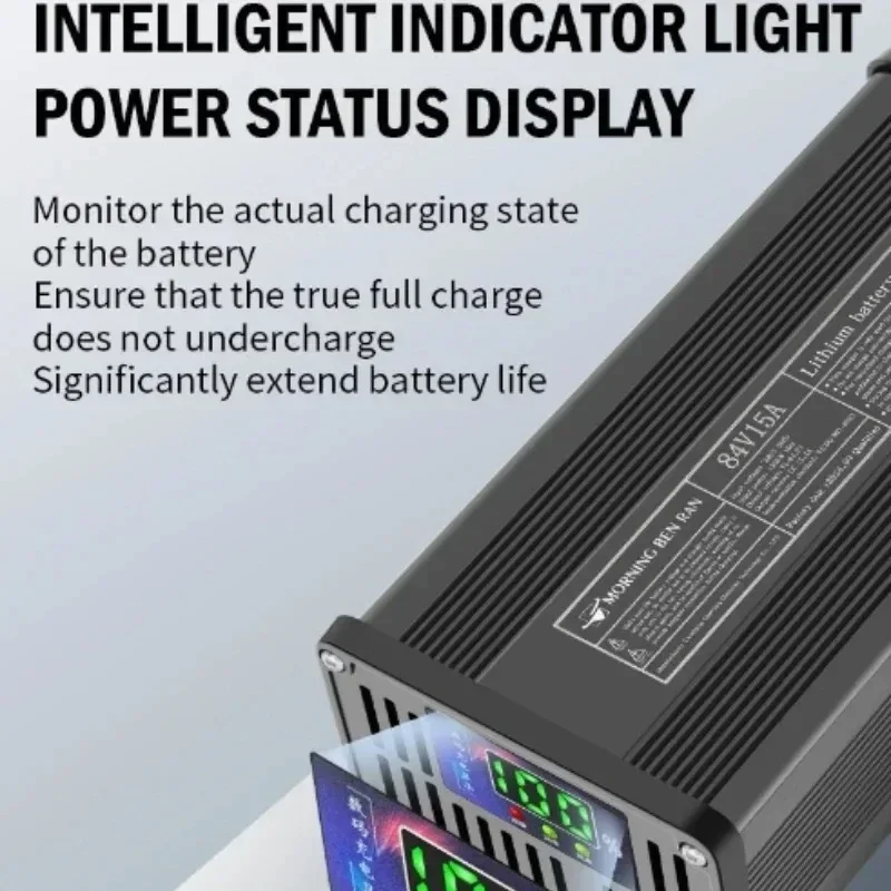 Smart 72V 20A LCD GEL AGM Dry Water Lead Acid Battery Charger for Four-wheeler NEV RV Motorcycle E-bike AC220V UK US EU AU Plug