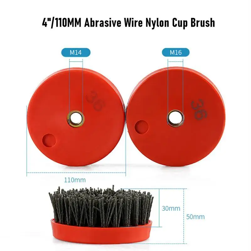 1PC 4 Inch 110mm Abrasive Wire Nylon Cup Brush for Stone Marble Granite Metal Wood Polishing Cleaning Polishing Antiquing Brush