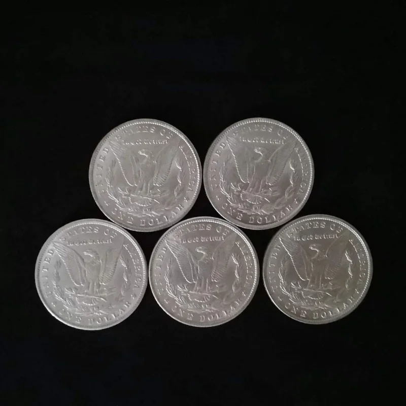 5pcs Steel Morgan Dollar (3.8cm dia) Magic Tricks Magician Props Accessorie Used Appearing/Disappearing Coin Magie Illusions