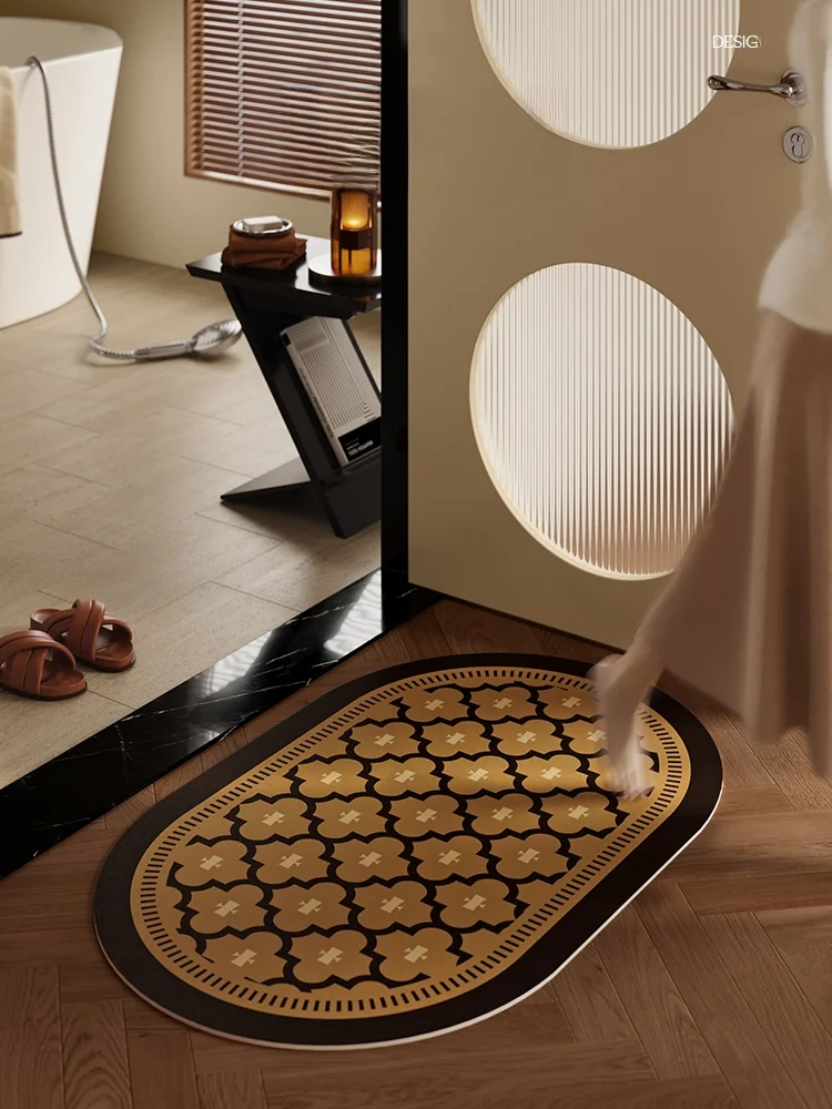 

UARA Batoom Mat Qui Dry Прочный напольный коврик Batoom Противоскользящий коврик для унитаза Легко очищаемый домашний декоративный овальный коврик