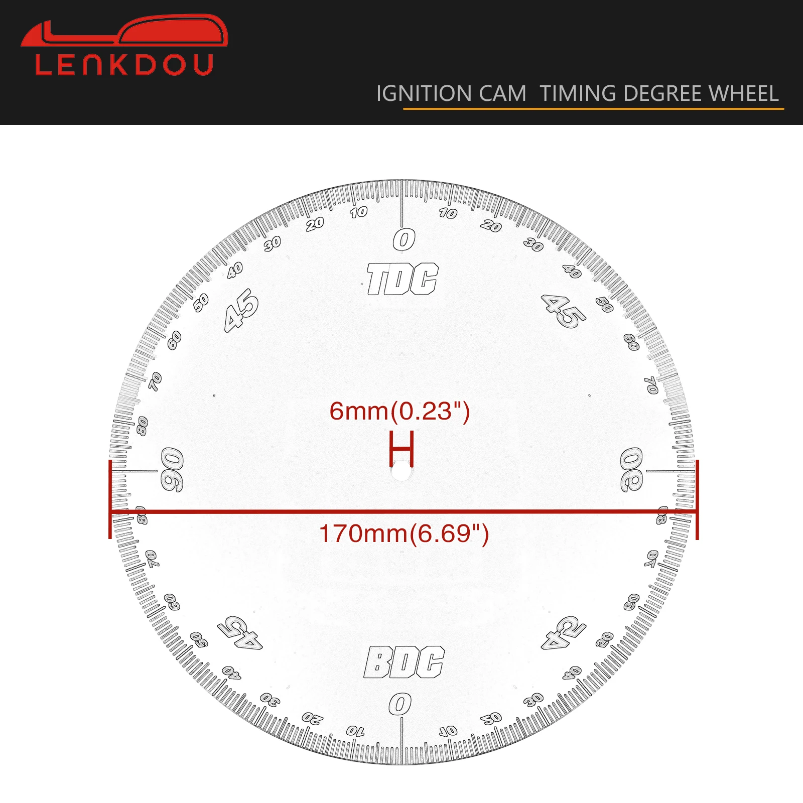 أداة توقيت المحرك عجلة درجة توقيت للألومنيوم السميك 0.052 بوصة مع القطر الخارجي 6 3/4 بوصة وفتحة مركزية 6 مم