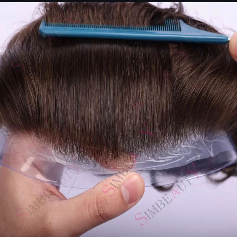 

0,06 мм Коричневый Полный V-образная петля HD Поли Тонкая кожа Невидимая естественная линия волос Серый 520 # 1b80 Мужской парик из человеческих волос Капиллярный протез