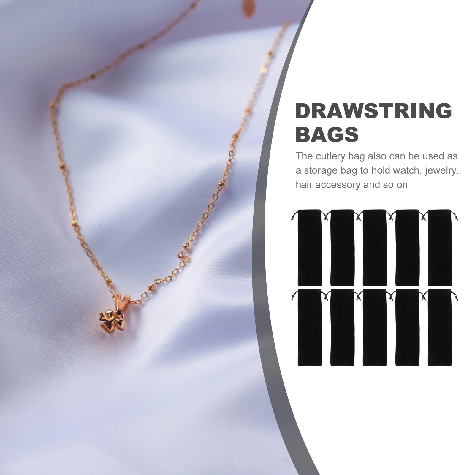 

12pcs Cutlery Packaging Pouches Drawstring Tableware Bags Reusable Portable Straw Pouches For School Work Picnic Takeout Sushi